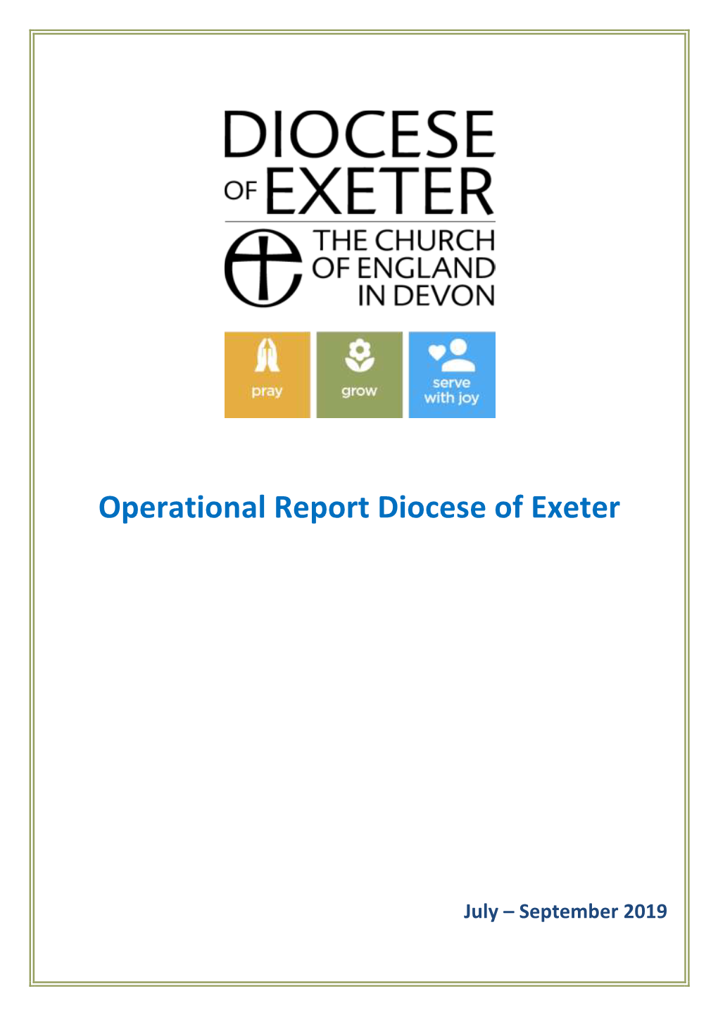 Operational Report Diocese of Exeter July-September 2019