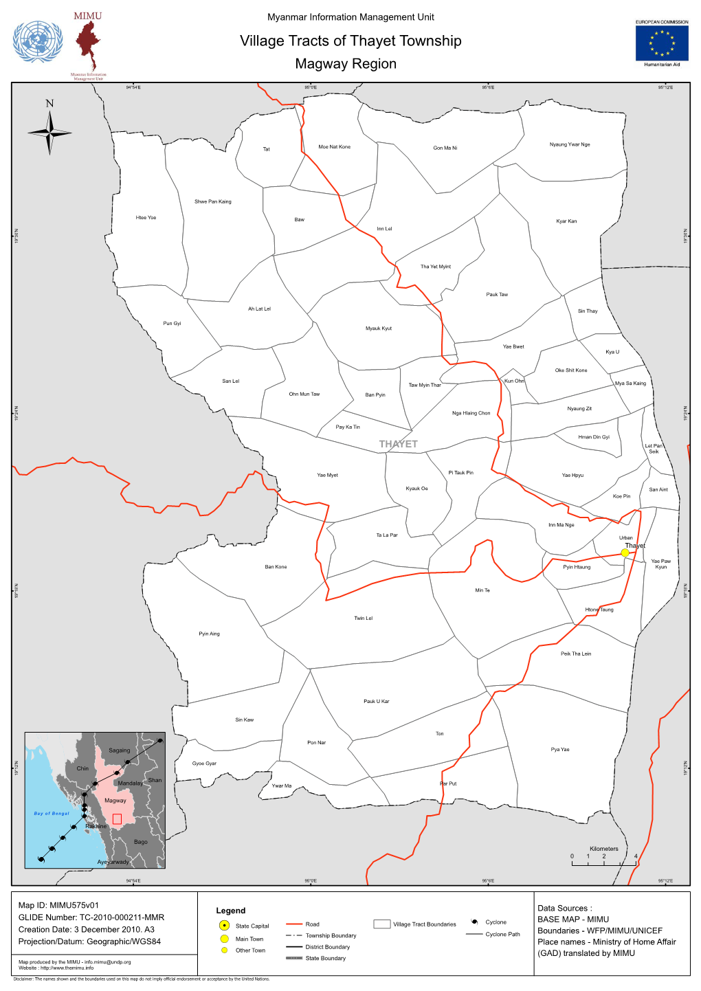 Village Tracts of Thayet Township Magway Region