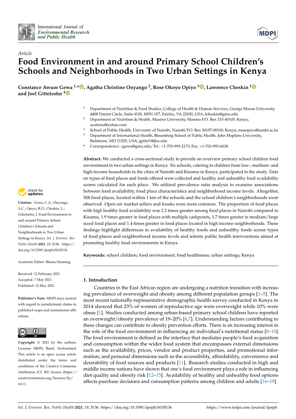 Food Environment in and Around Primary School Children's Schools