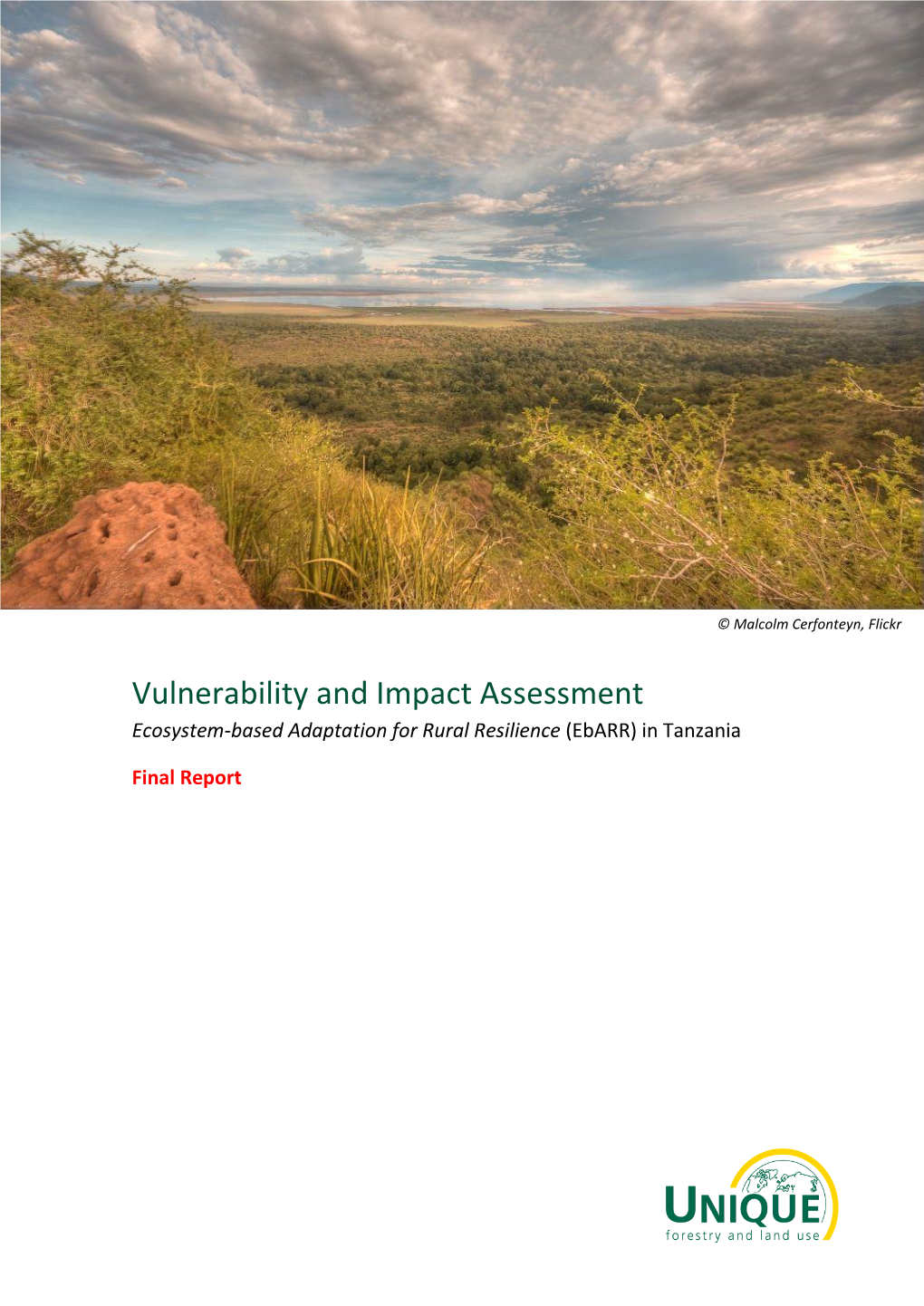 Vulnerability and Impact Assessment Ecosystem-Based Adaptation for Rural Resilience (Ebarr) in Tanzania