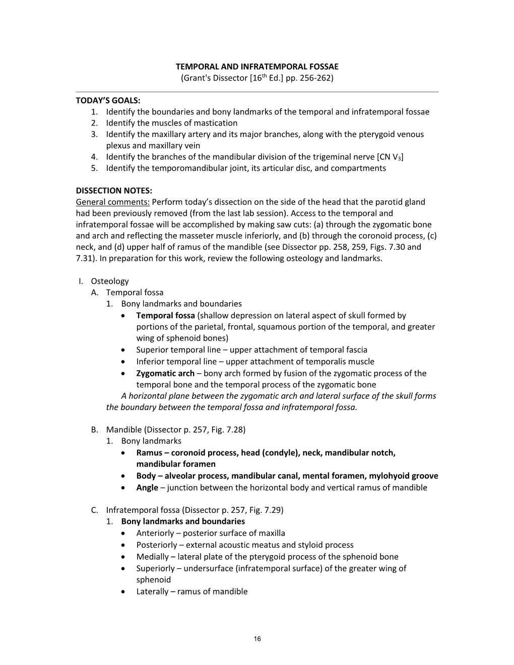 TEMPORAL and INFRATEMPORAL FOSSAE (Grant's Dissector [16Th Ed.] Pp