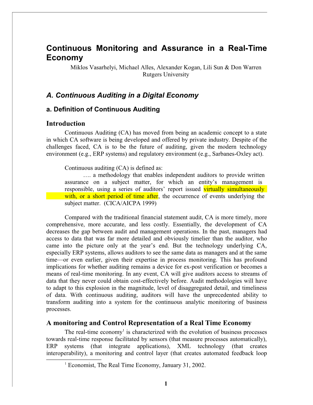 Measuring and Assuring Business in a Digital Economy