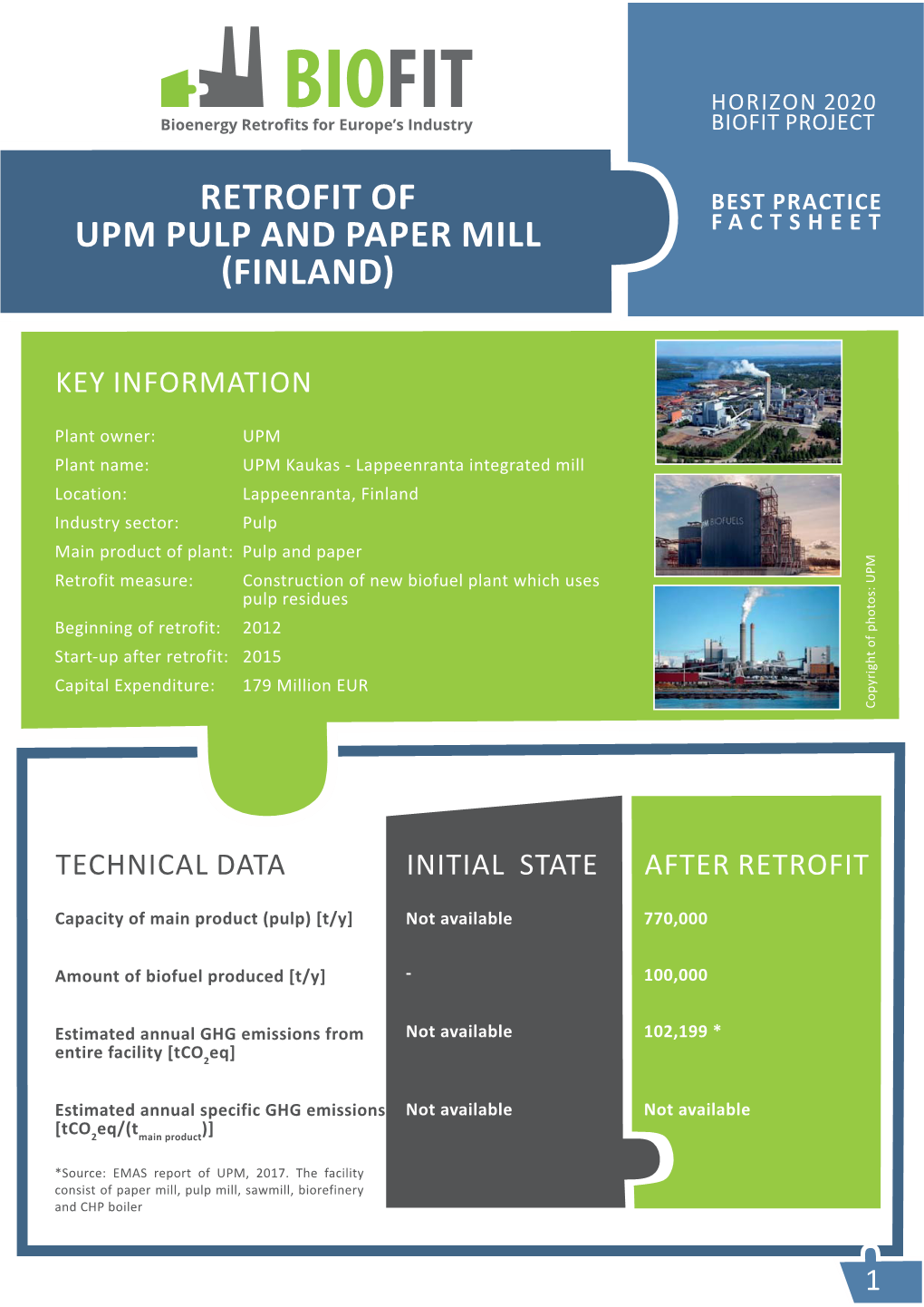 Retrofit of Upm Pulp and Paper Mill Έ&/E>