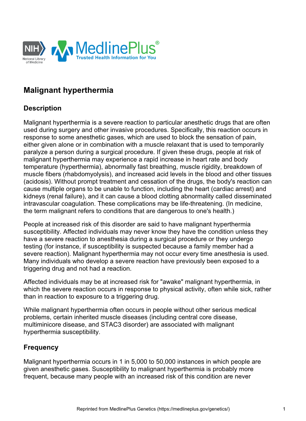 Malignant Hyperthermia