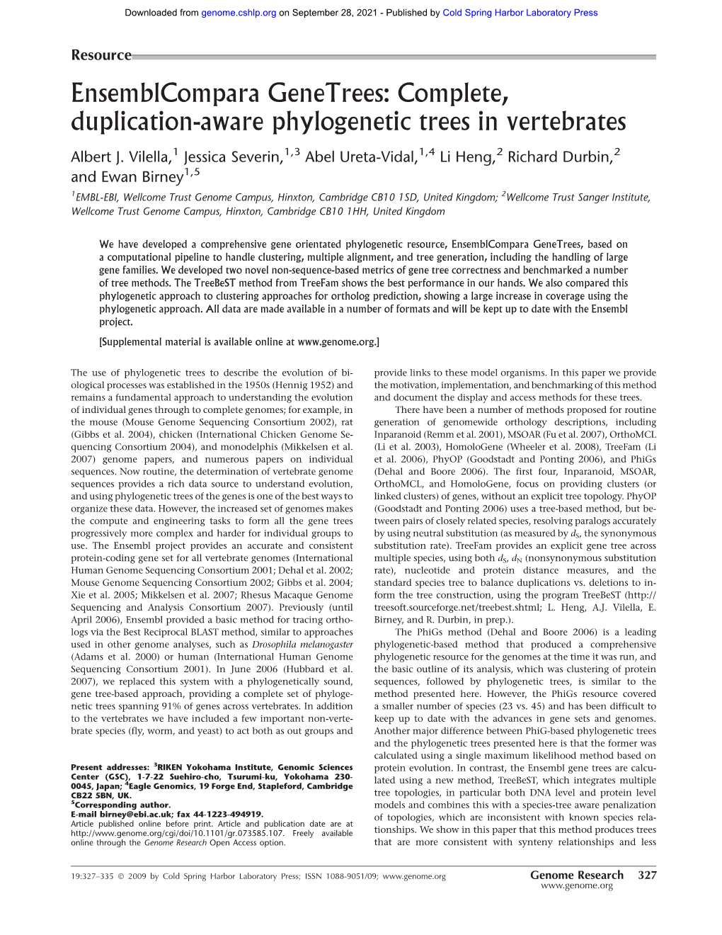 Complete, Duplication-Aware Phylogenetic Trees in Vertebrates