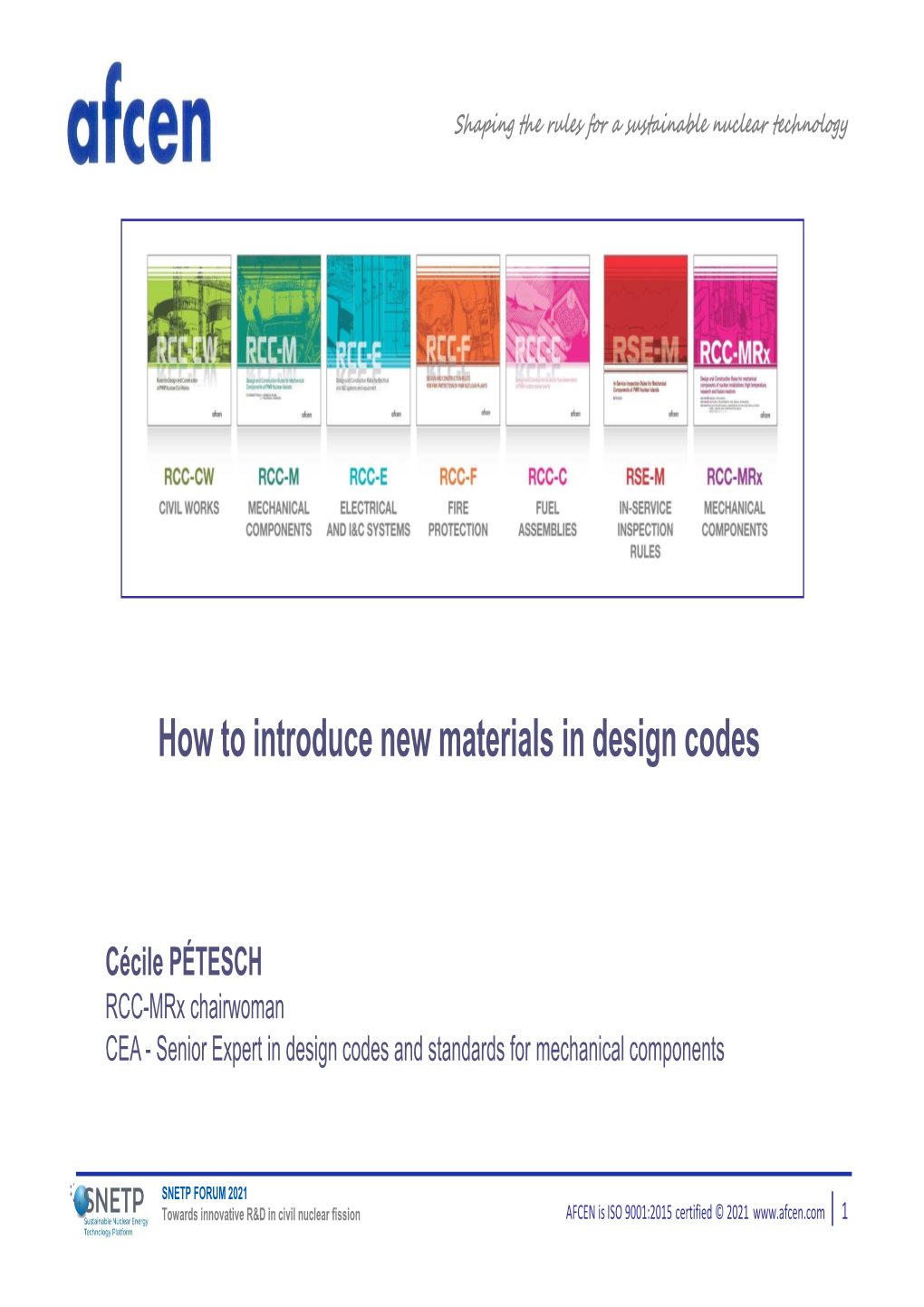 RCC-Mrx Chairwoman CEA - Senior Expert in Design Codes and Standards for Mechanical Components