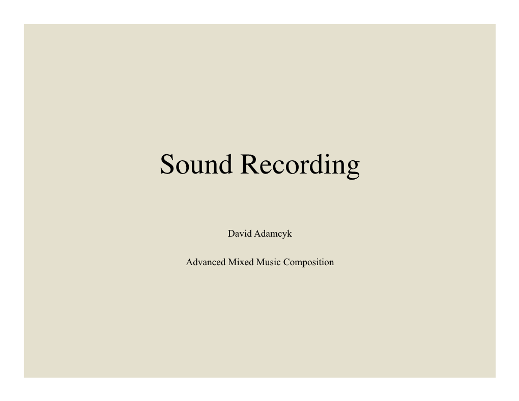 Sound Recording