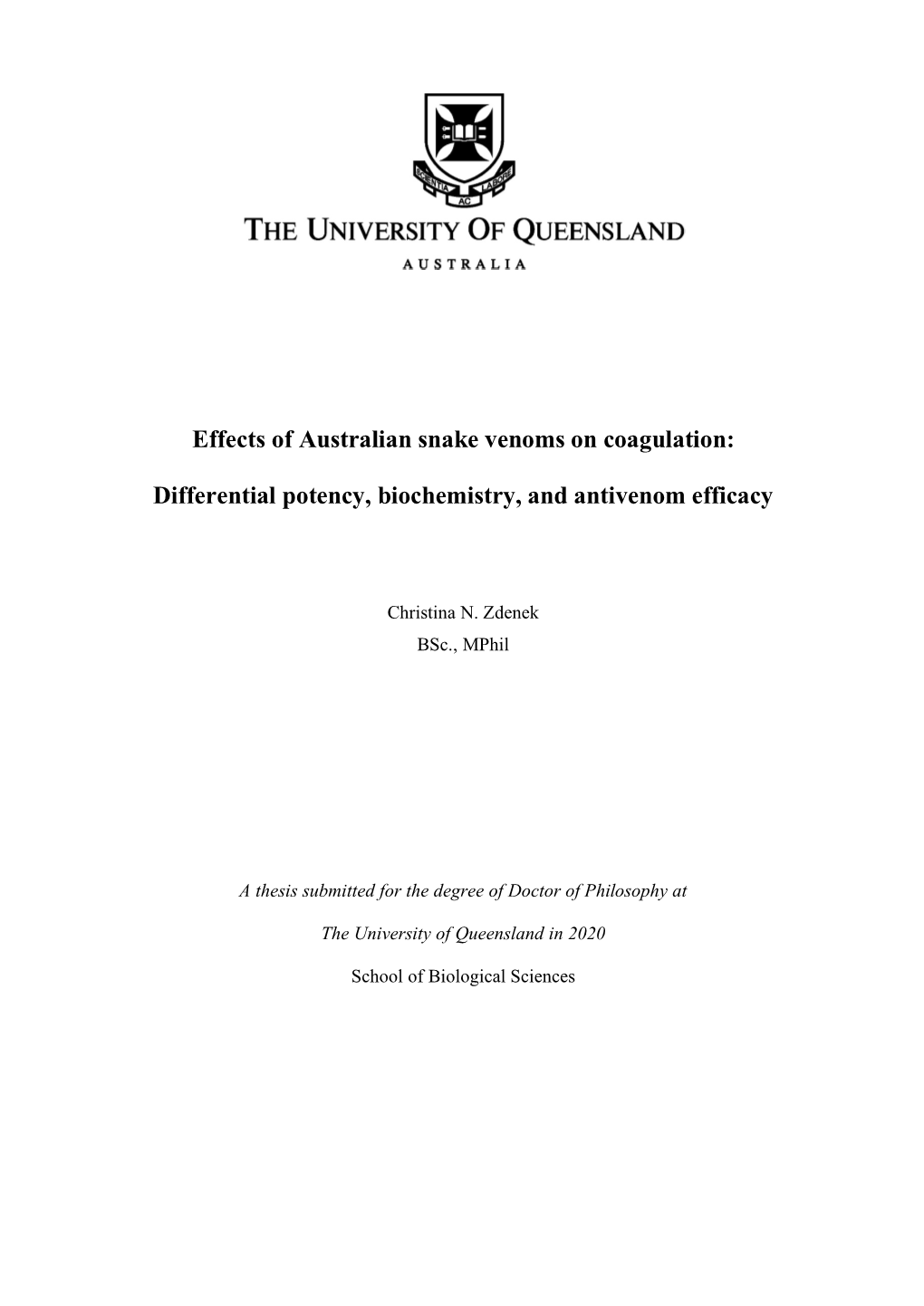 Effects of Australian Snake Venoms on Coagulation: Differential Potency