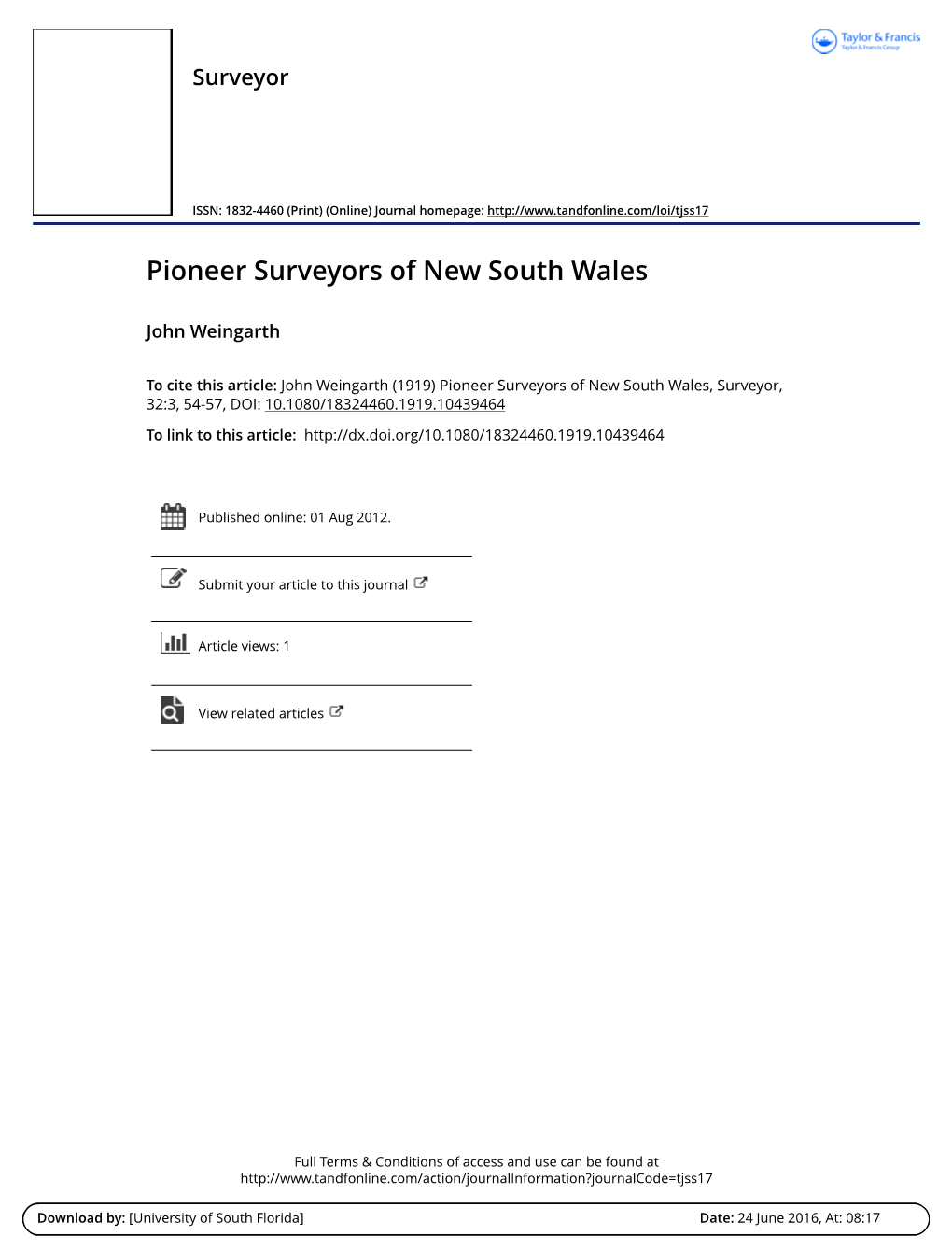 Pioneer Surveyors of New South Wales