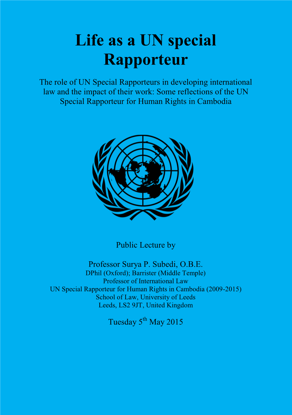 Life As a UN Special Rapporteur