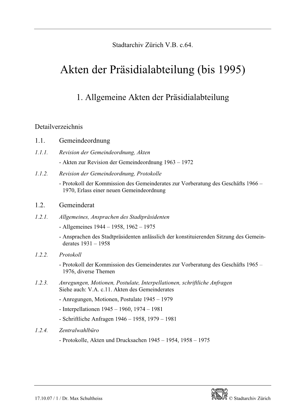 Präsidialabteilung (Bis 1995)