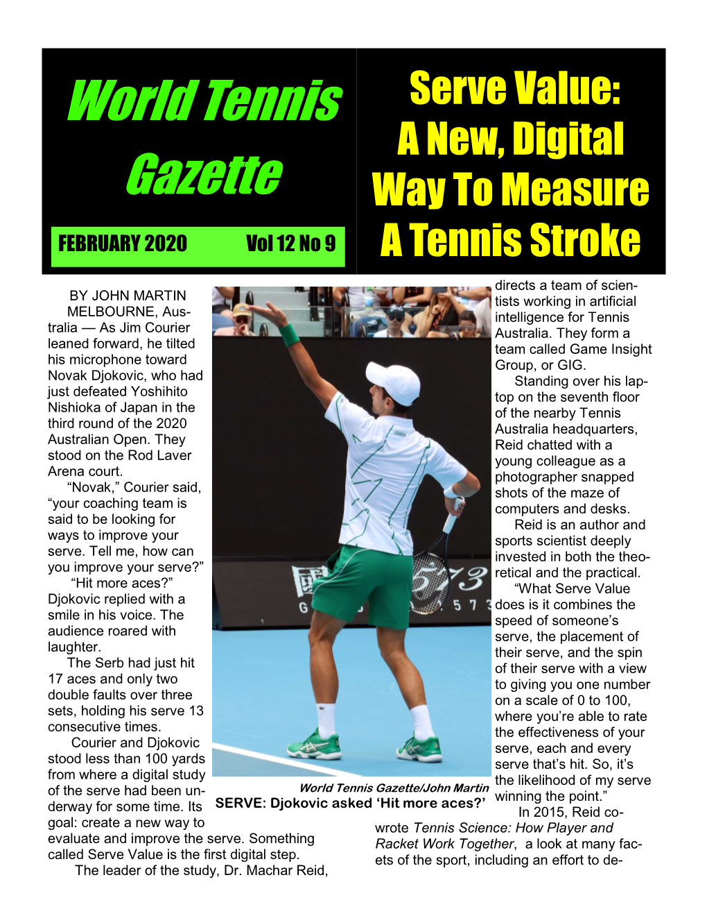 View and Download World Tennis Gazette Vol. 12 No. 9