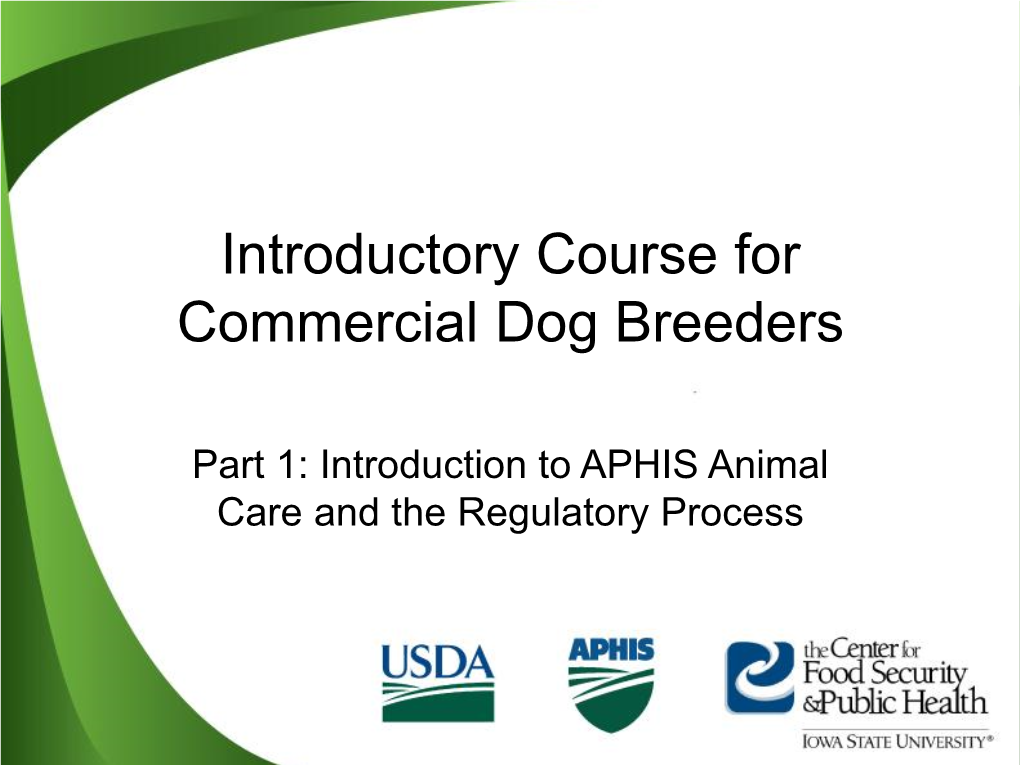 Introductory Course for Commercial Dog Breeders