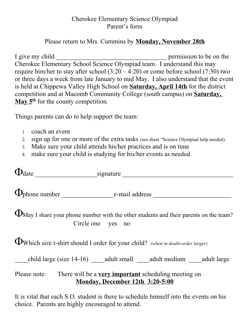 Cherokee Elementary Science Olympiad