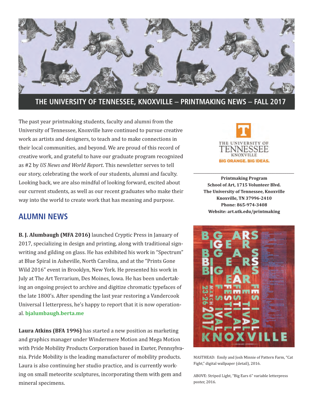 The University of Tennessee, Knoxville – Printmaking News – Fall 2017