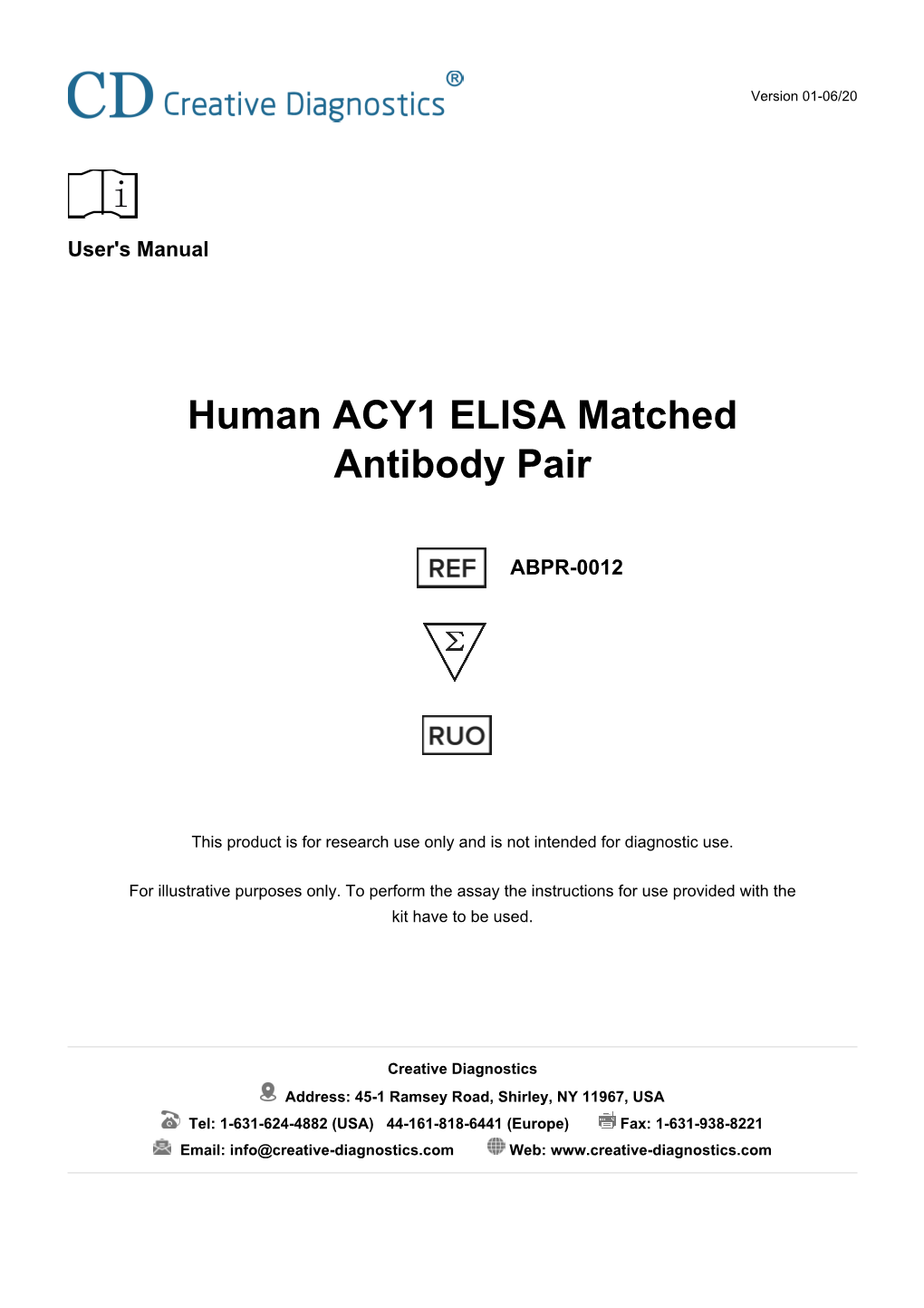 Human ACY1 ELISA Matched Antibody Pair