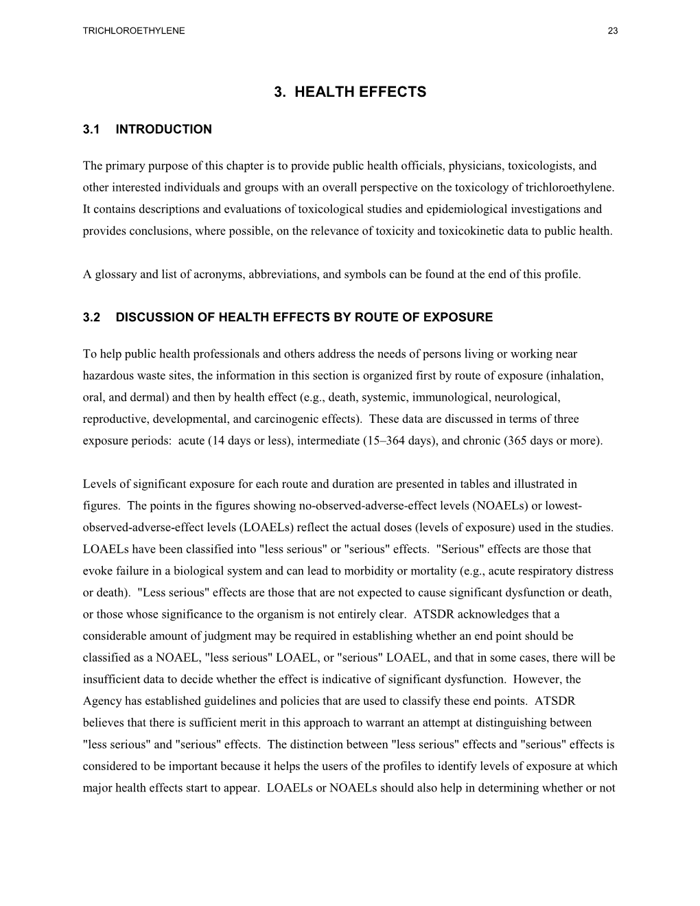 Toxicological Profile for Trichloroethylene