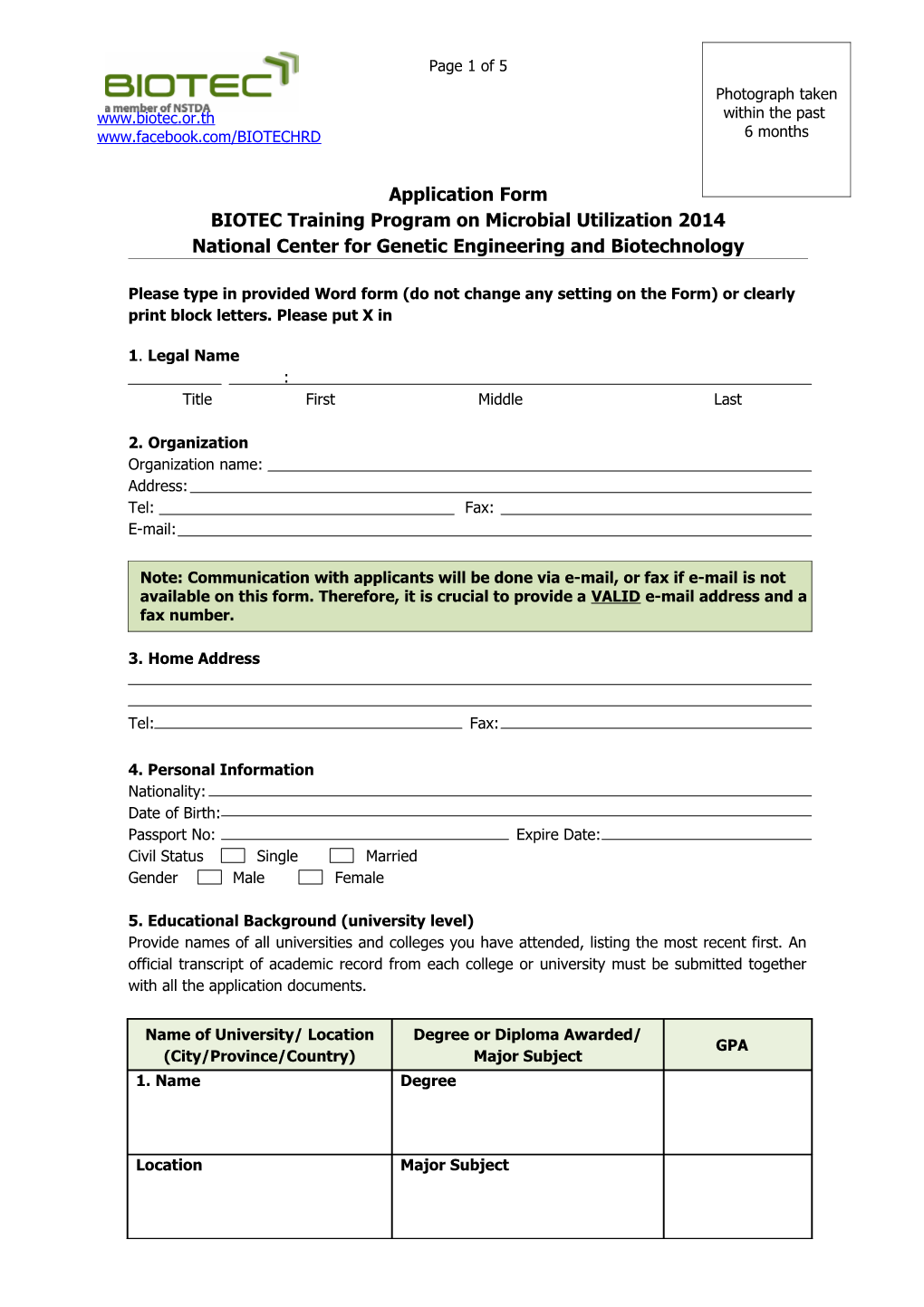 BIOTEC Training Program on Microbial Utilization 2014