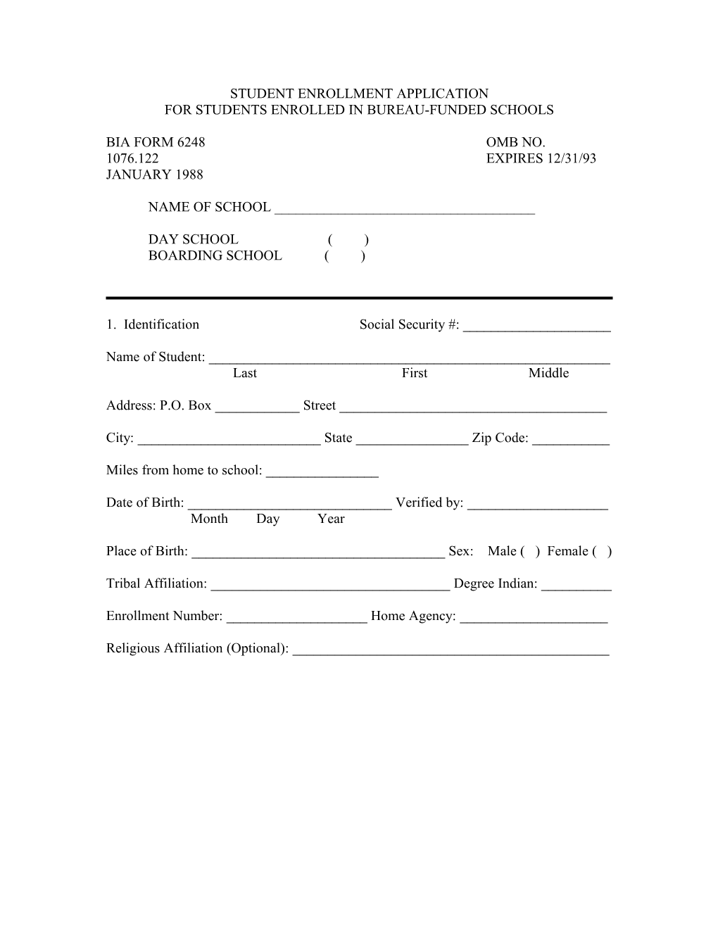 Student Enrollment Application