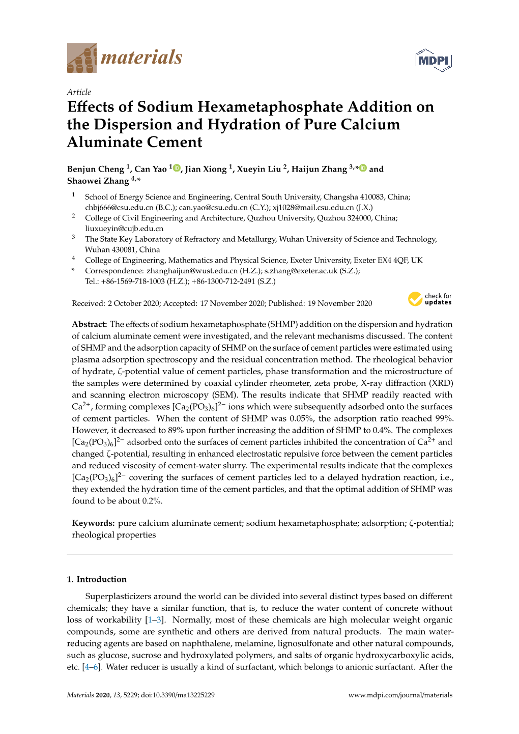 Effects of Sodium Hexametaphosphate Addition On