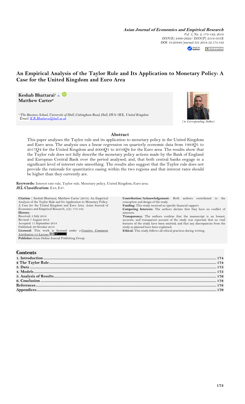 An Empirical Analysis of the Taylor Rule and Its Application to Monetary Policy: a Case for the United Kingdom and Euro Area