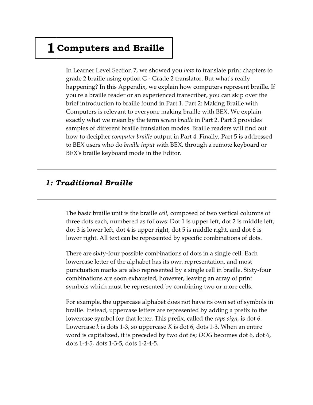 Computer Braille Output in Part 4