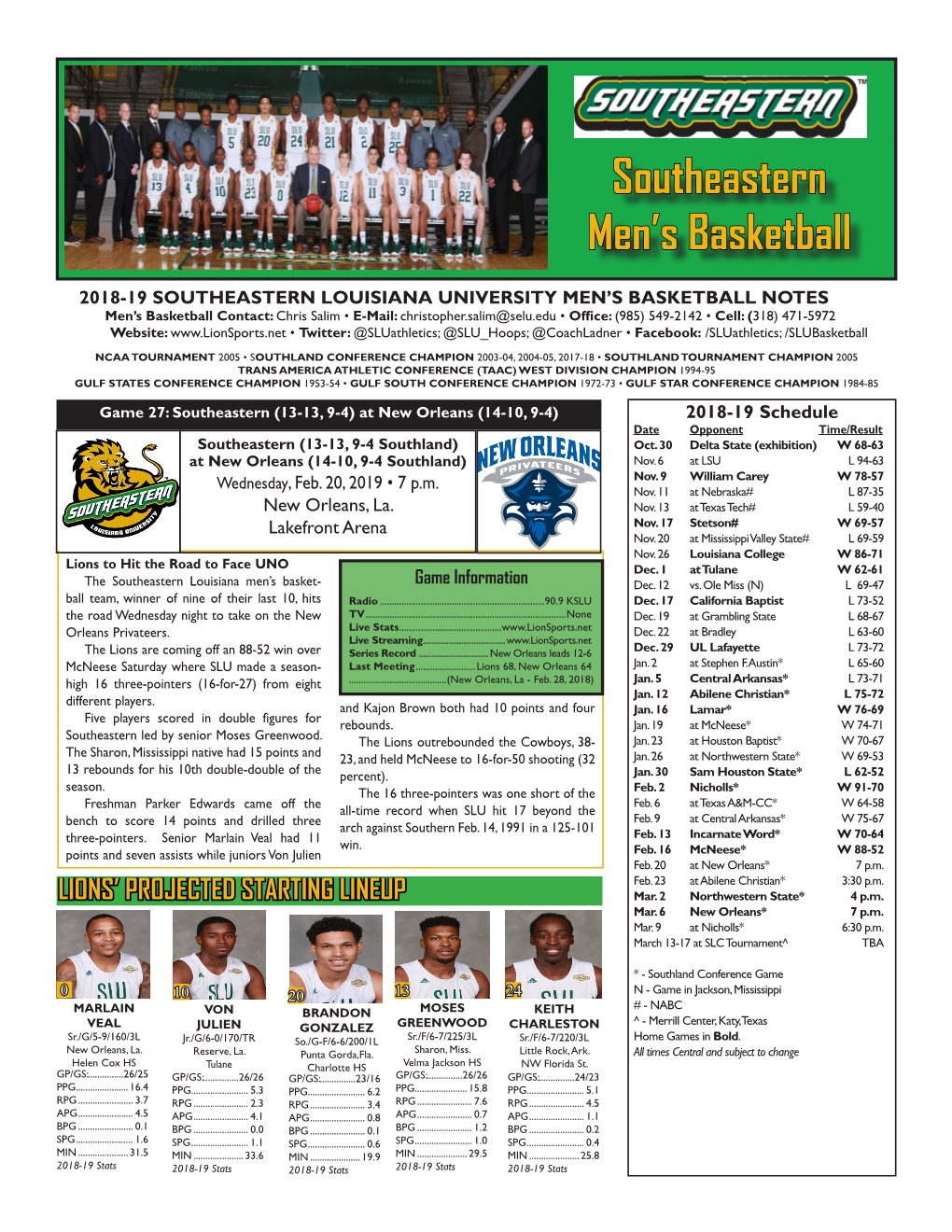 Southeastern Men's Basketball