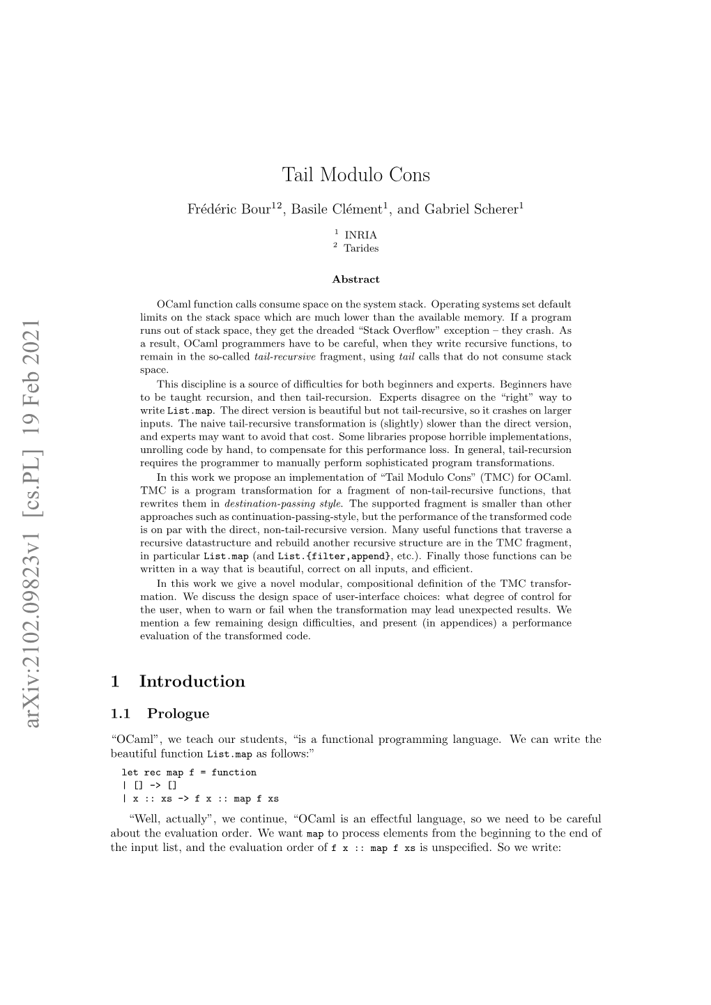 Tail Modulo Cons