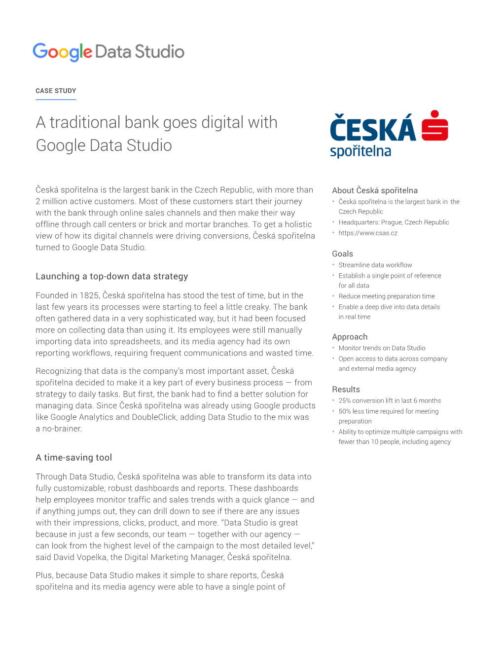 A Traditional Bank Goes Digital with Google Data Studio