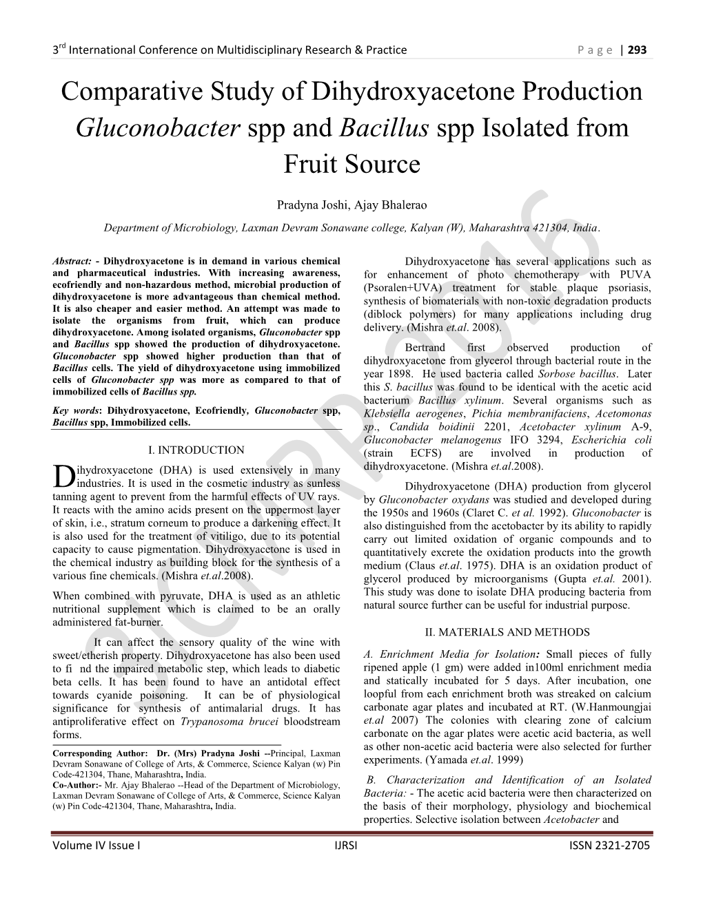 Comparative Study of Dihydroxyacetone Production Gluconobacter Spp and Bacillus Spp Isolated from Fruit Source