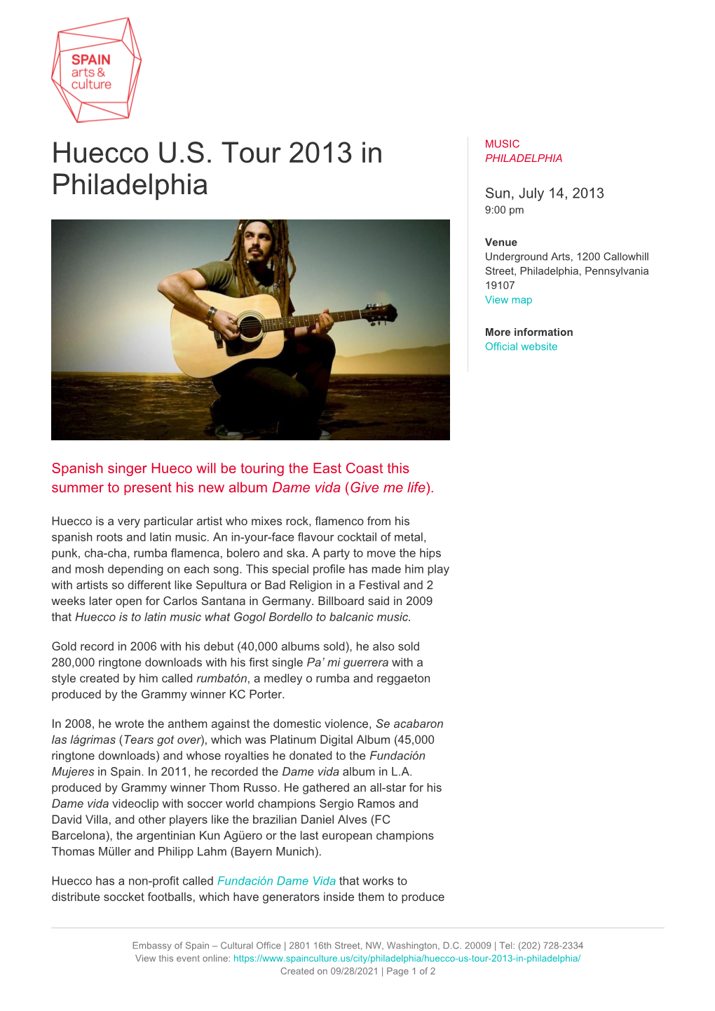 Huecco U.S. Tour 2013 in PHILADELPHIA