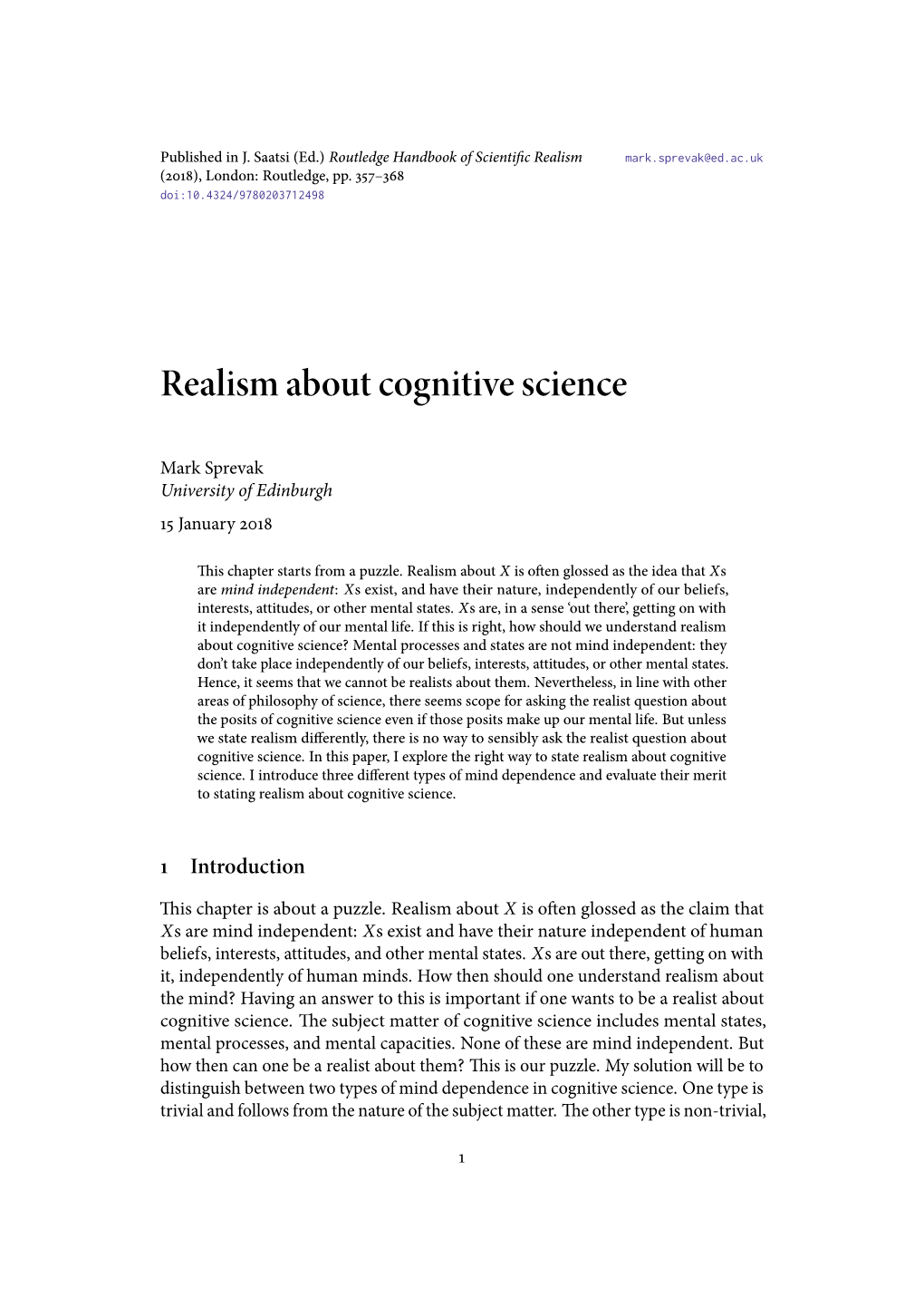 Realism About Cognitive Science