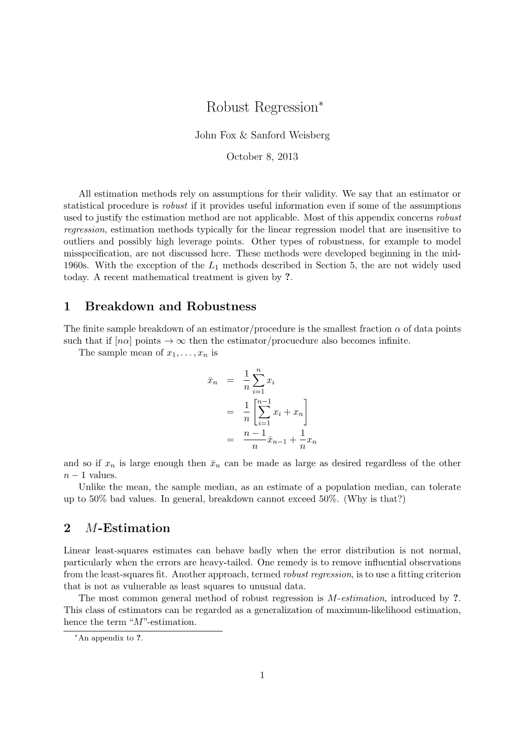 Robust Regression∗