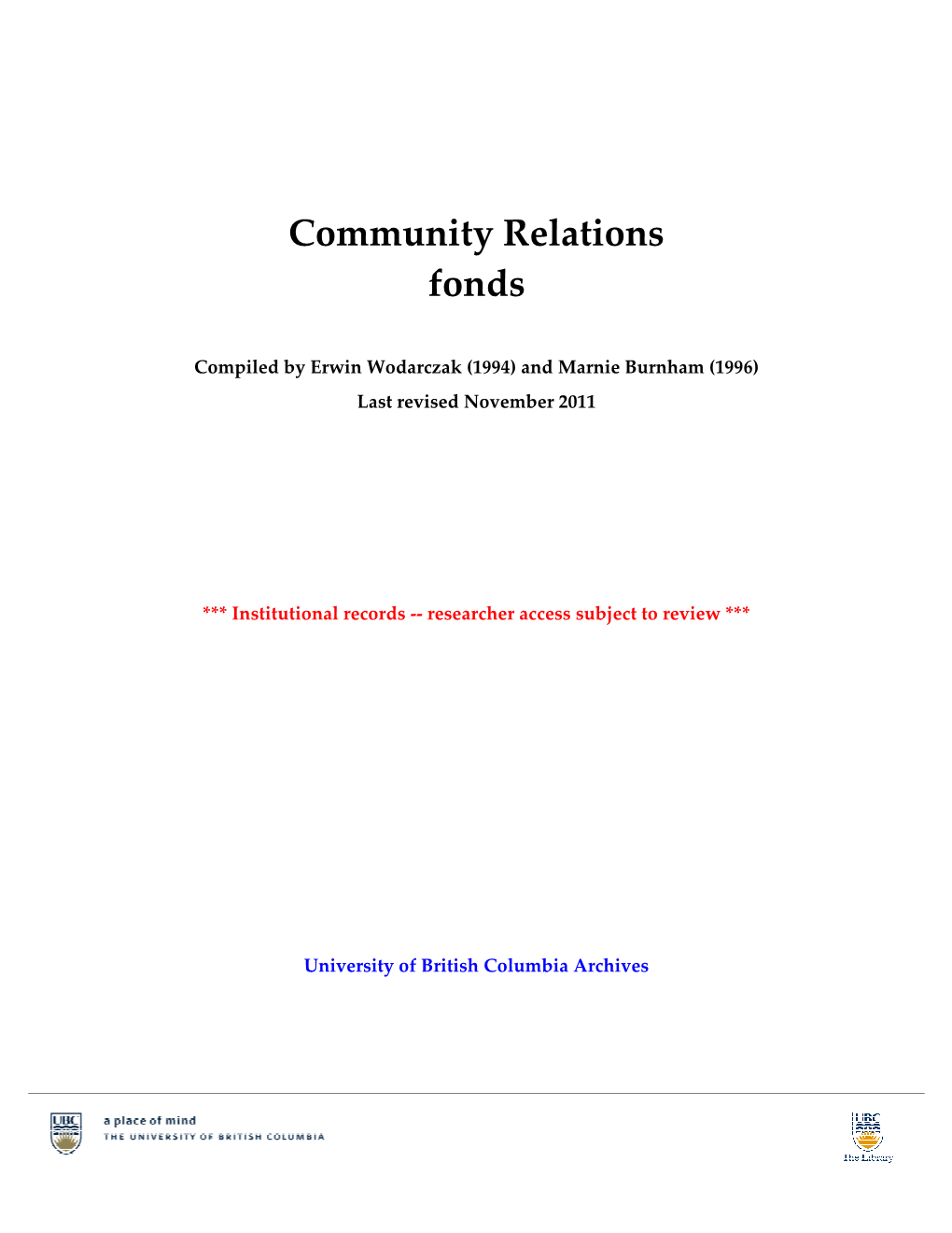 Community Relations Fonds