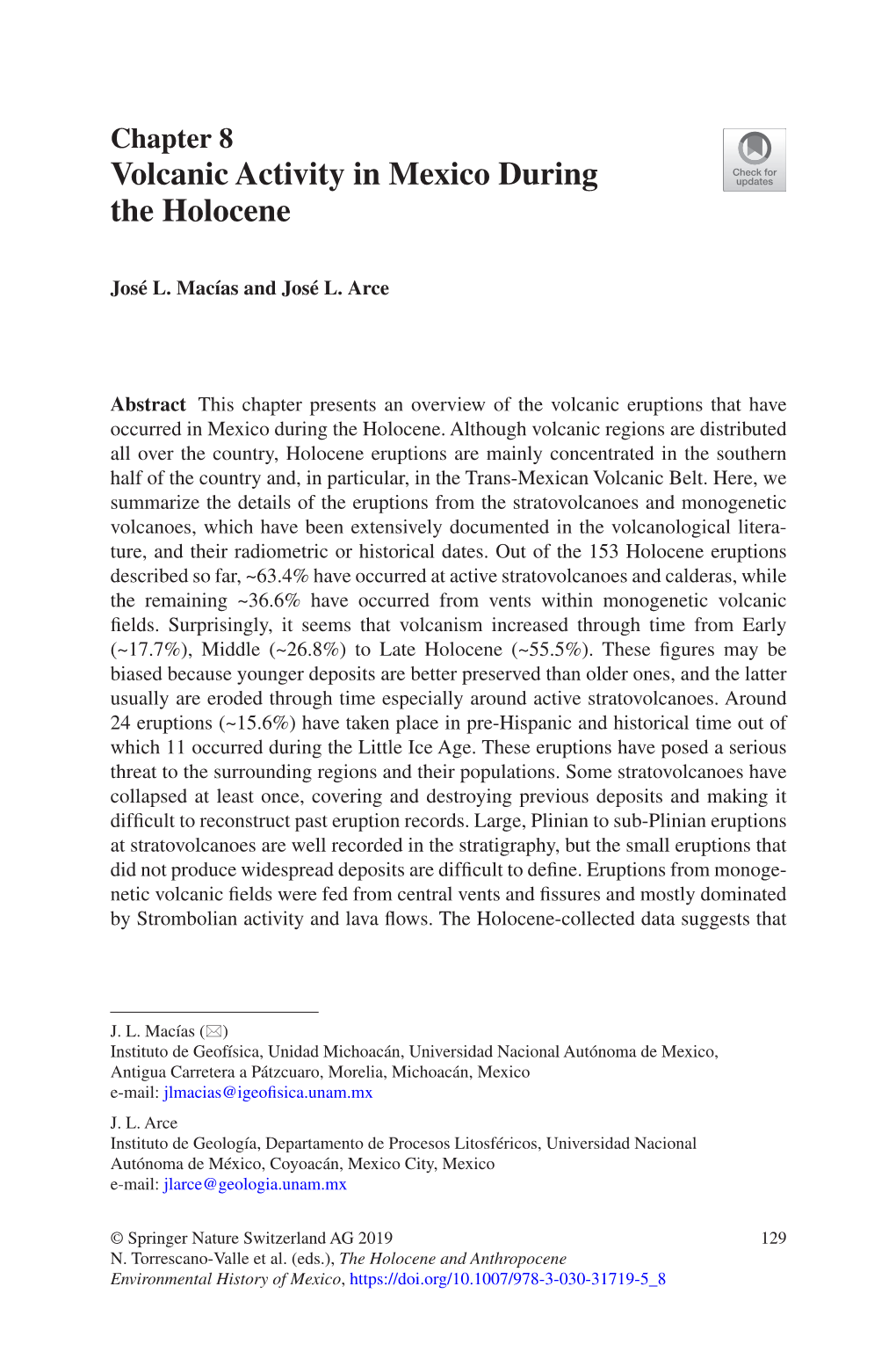 Chapter 8 Volcanic Activity in Mexico During the Holocene