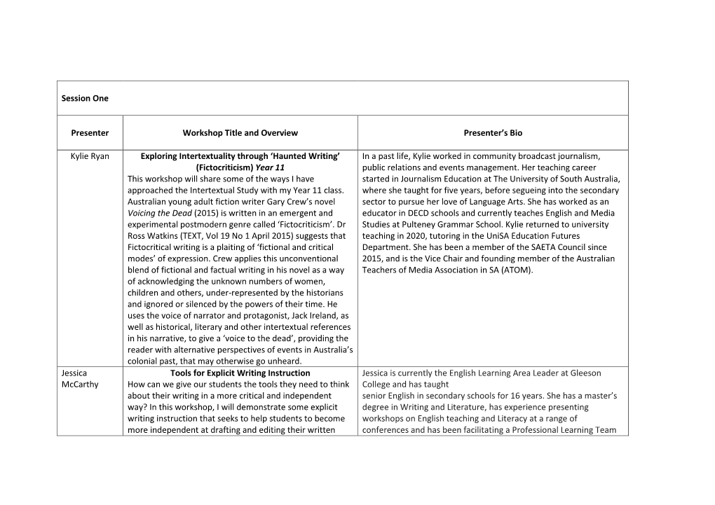 Synopses and Biographies