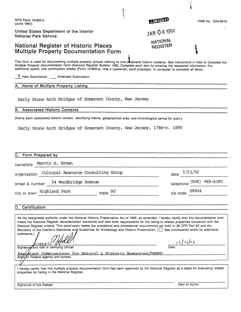 National Register of Historic Places REGISTER Multiple Property Documentation Form