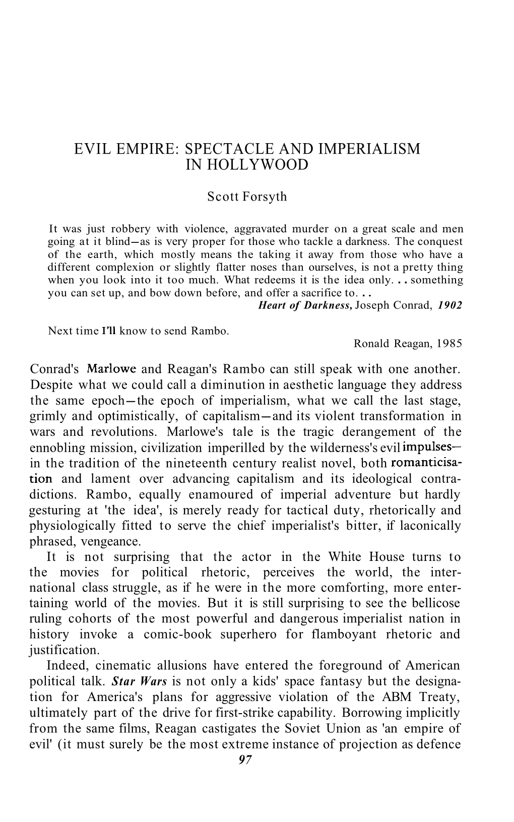 Spectacle and Imperialism in Hollywood