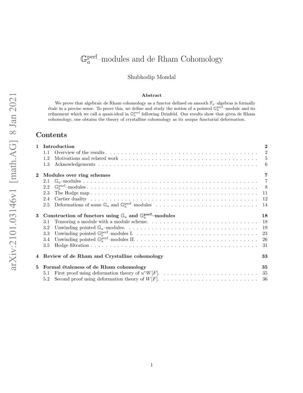 G Aperf–Modules and De Rham Cohomology