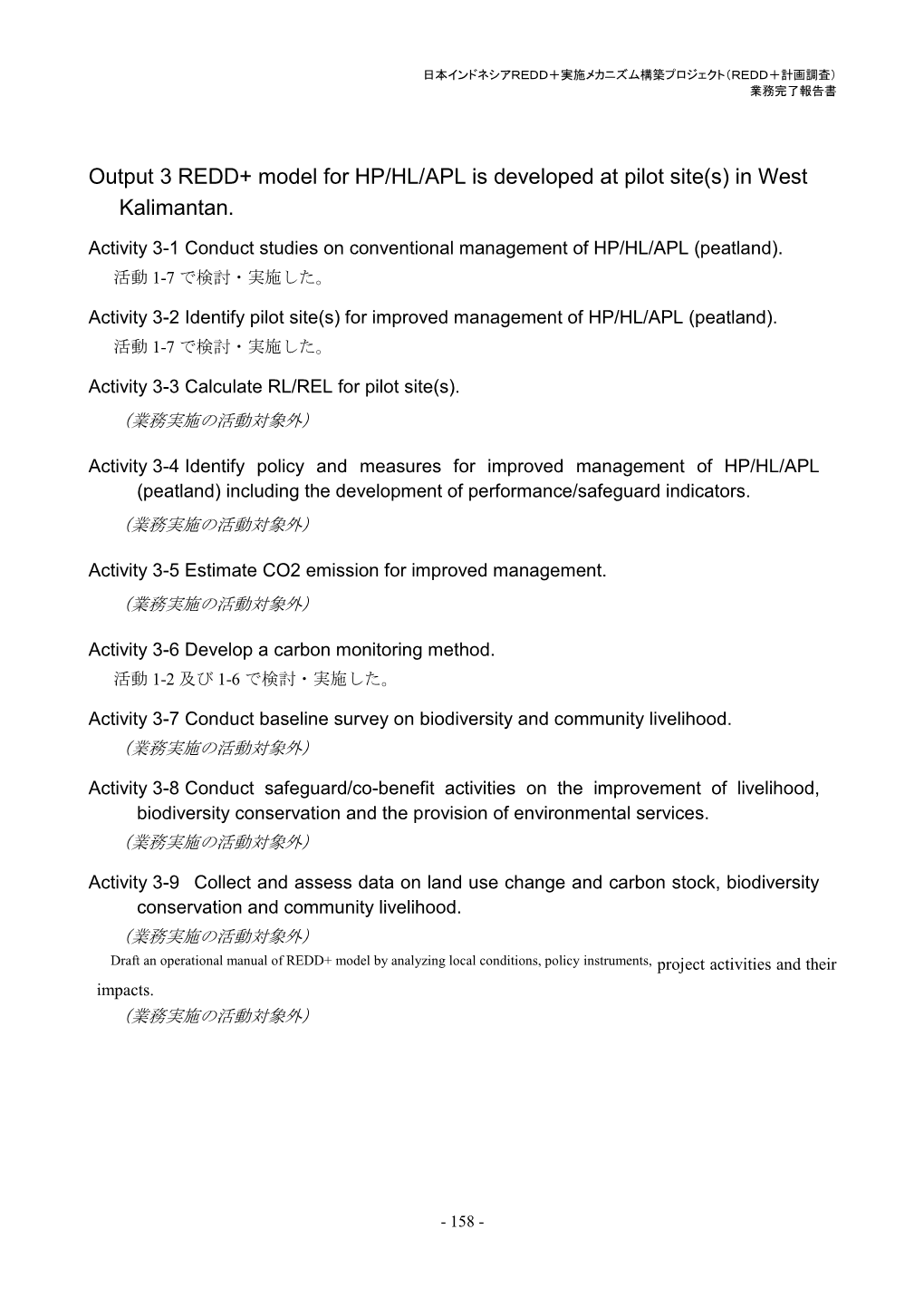 Output 3 REDD+ Model for HP/HL/APL Is Developed at Pilot Site(S) in West Kalimantan