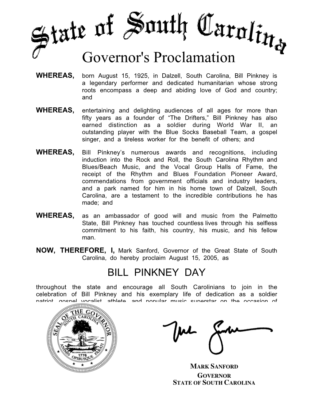 Governor's Proclamation