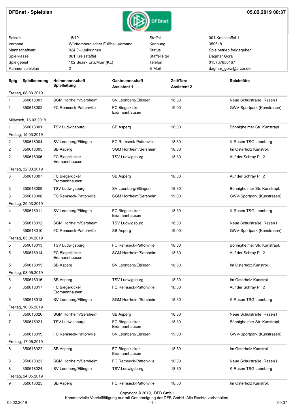 Dfbnet - Spielplan 05.02.2019 00:37