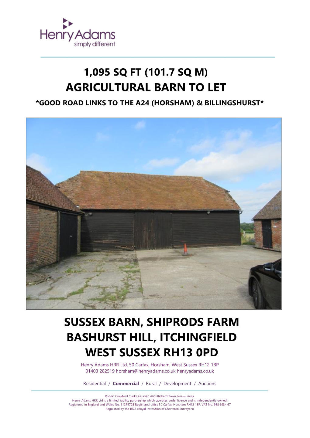 Agricultural Barn to Let Sussex Barn, Shiprods Farm