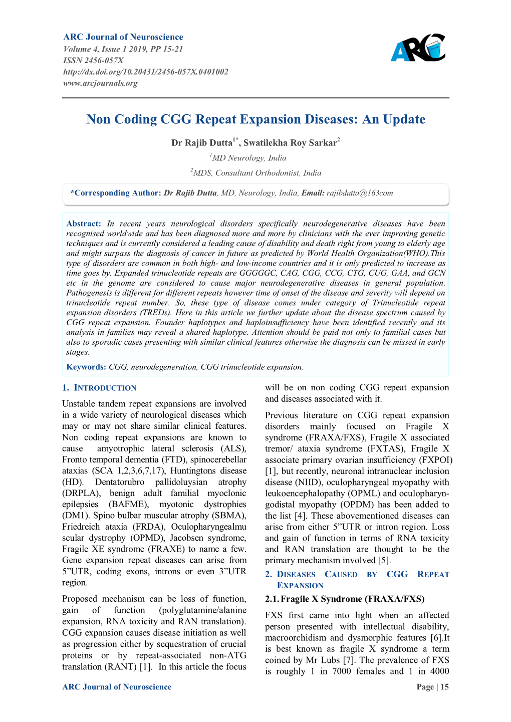 Non Coding CGG Repeat Expansion Diseases: an Update