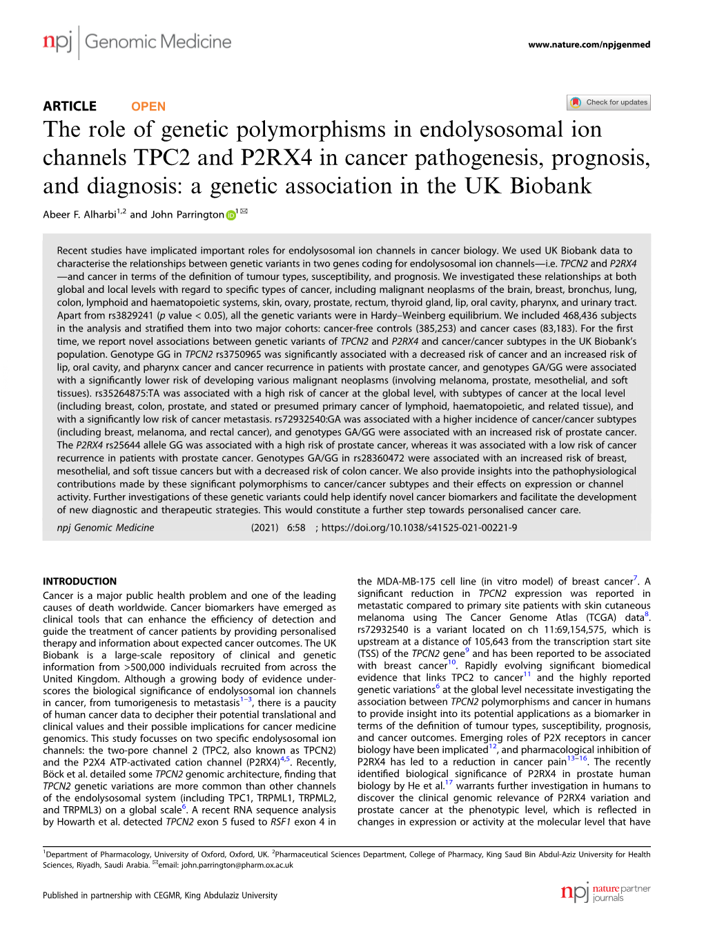 The Role of Genetic Polymorphisms in Endolysosomal Ion