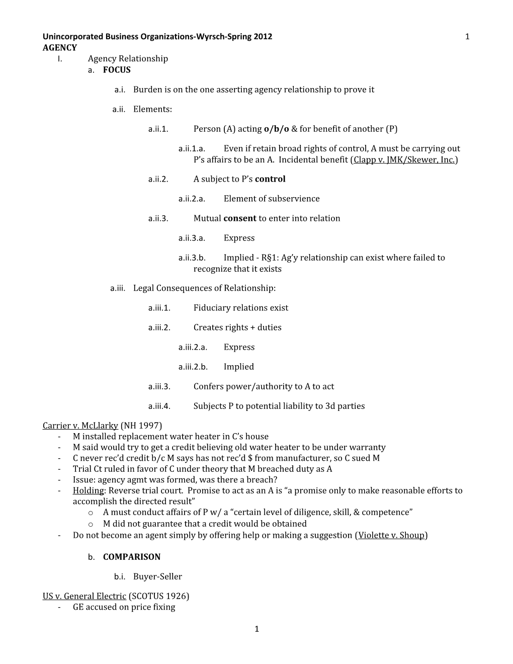 Unincorporated Business Organizations-Wyrsch-Spring 2012 1 s1