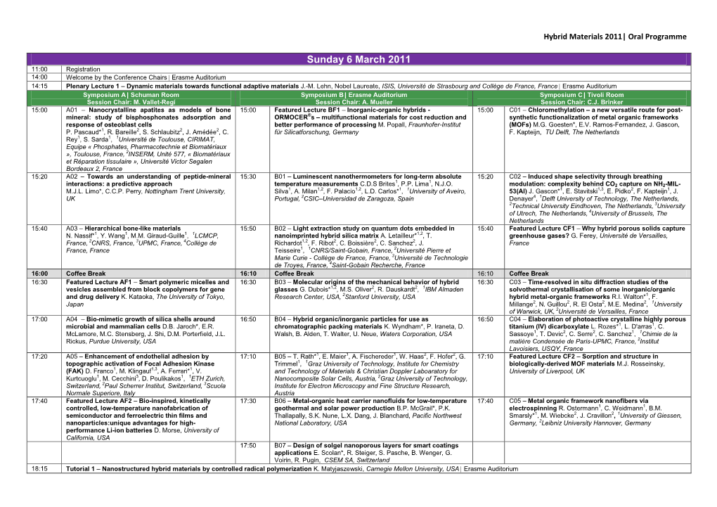 Oral Programme