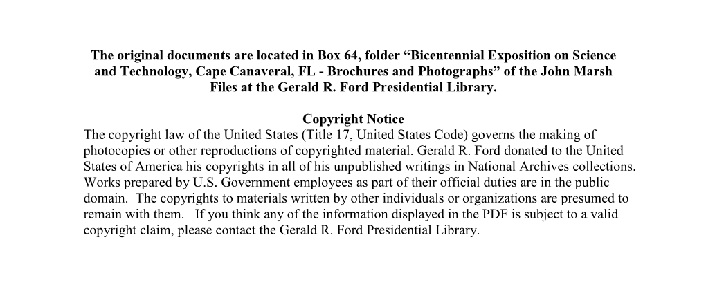 The Original Documents Are Located in Box 64