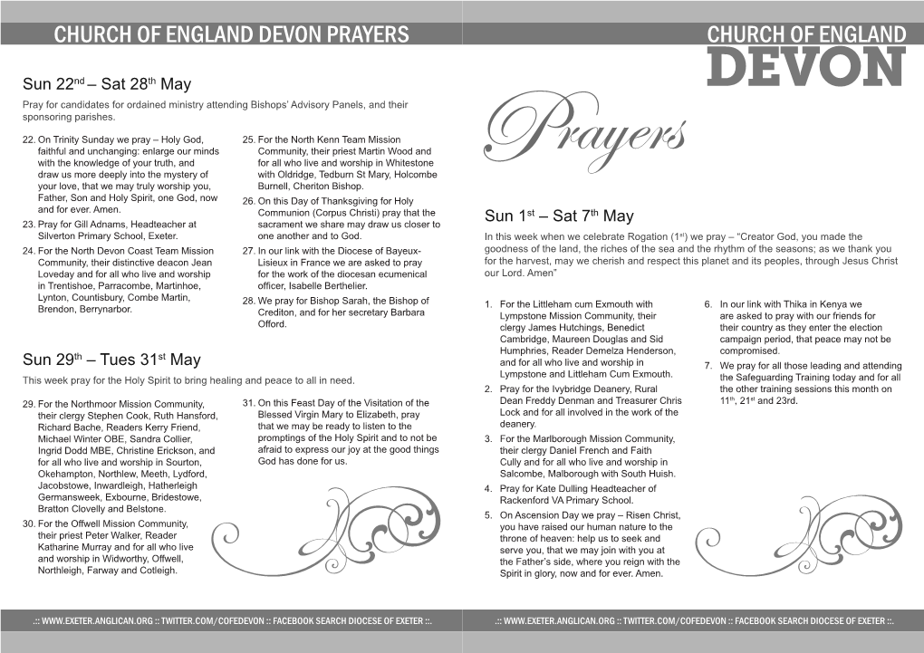 Church of England Church of England Devon Prayers