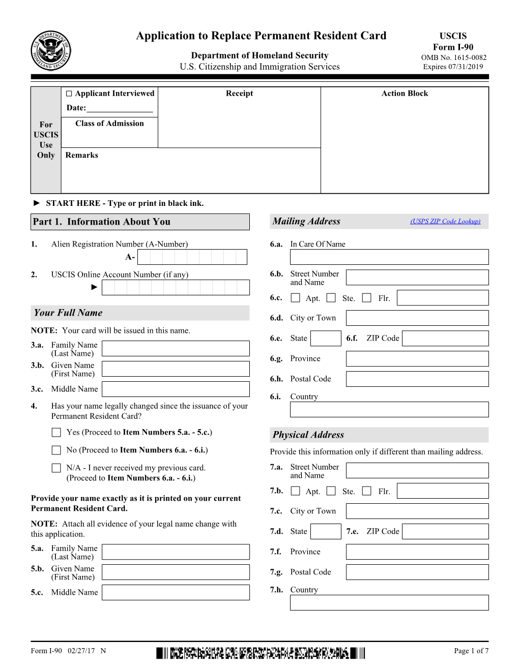 Filing Form I-90